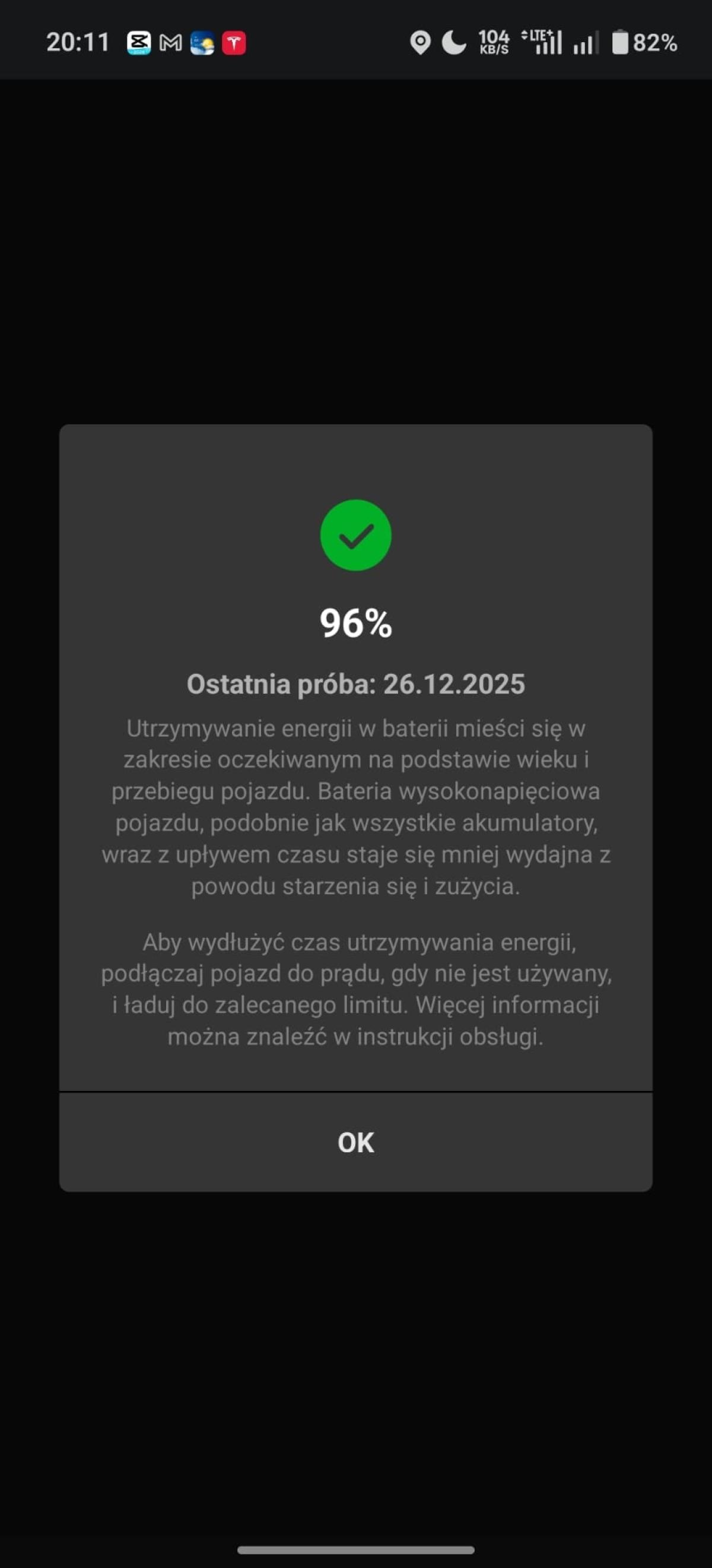 Raport z testu baterii
