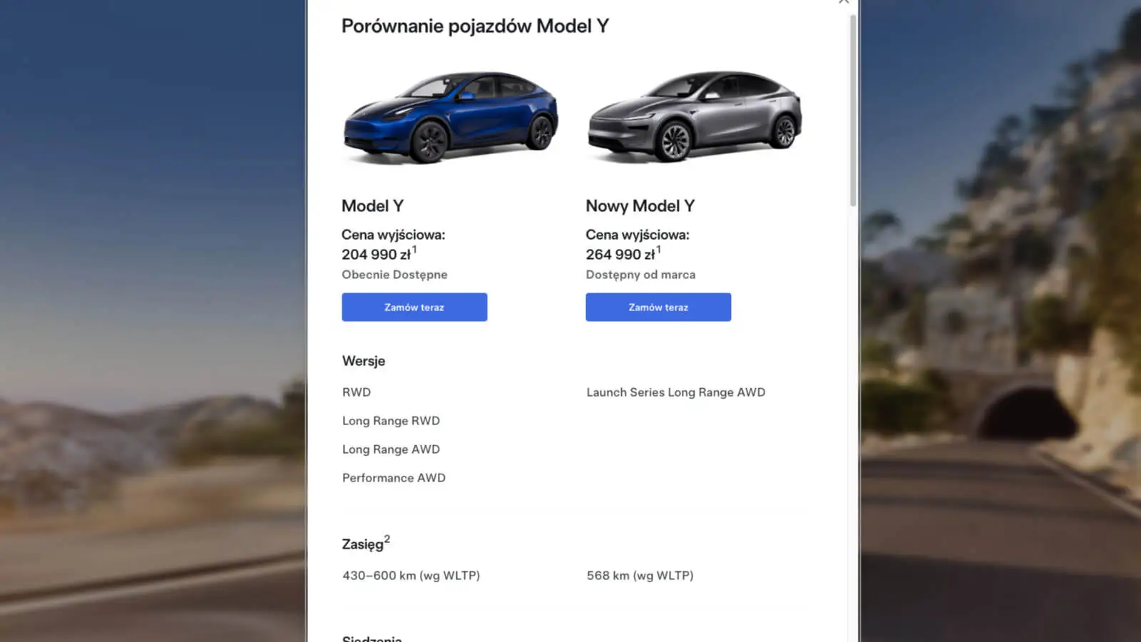 Nowa Tesla Model Y 2025 już dostępna w Polsce - cena od 264 tysięcy złotych